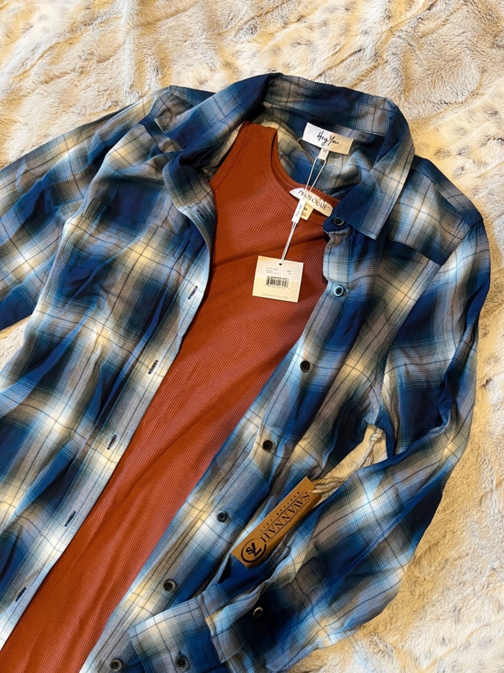 Blue Plaid Button-up duster - Savannah 7s